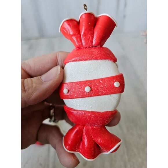 Candy cupcake vintage ornament red white set Xmas tree - Picture 6 of 9